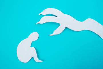 Big ghost hand and scared person