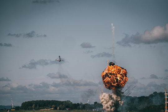 Eurofighter Typhoon Jet with bomb explosion