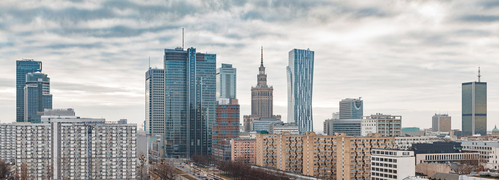 Panoramic view of Warsaw city center
