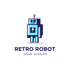 Retro Robot Logo Design Template