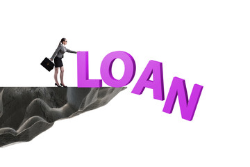 Debt and loan concept with businesswoman
