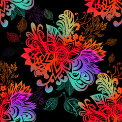 Flower abstraction. Seamless floral abstract background. Vector illustration