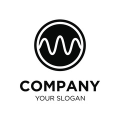 Simple Badge Line Wave Logo Design Template