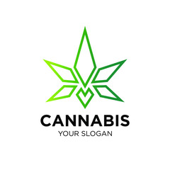 Abstract Cannabis / Marijuana Leaves Logo Design Template