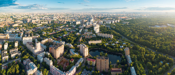 Aerial view of Moscow over the Sokolniki district