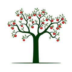 Tree on white background. Vector Illustration and concept pictogram.