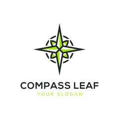 Compass leaves logo design template