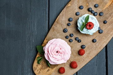 Cake, muffin, celebrate muffin with cream and decoration