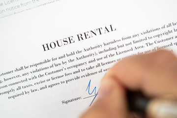 House rental agreement being signing
