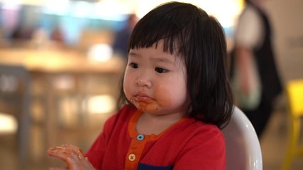 asian cute girl having breakfast 