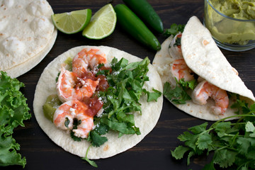 Margarita Shrimp Tacos with Toppings