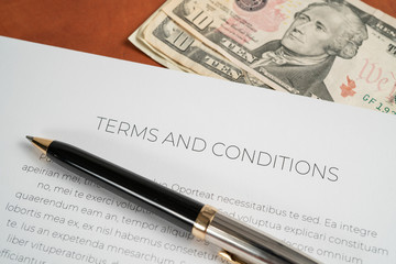 Terms and conditions with pen