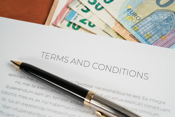 Terms and conditions with pen