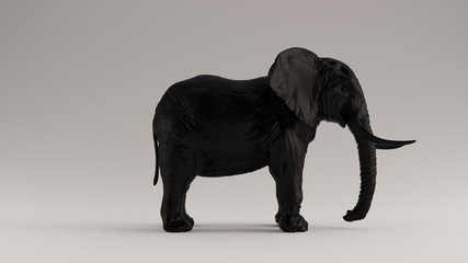 Black Large Elephant Front View 3d 