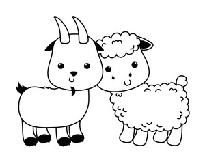 Isolated goat and sheep cartoon vector design
