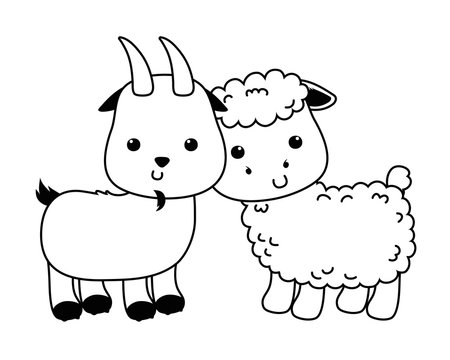Isolated goat and sheep cartoon vector design