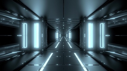 futuristic space sci-fi tunnel with hot metal 3d rendering wallpaper backgrounds