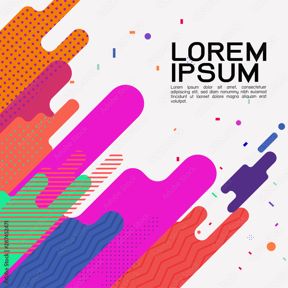 Poster abstract flat dynamic background design. movement of simple geometric shapes background and copy spa
