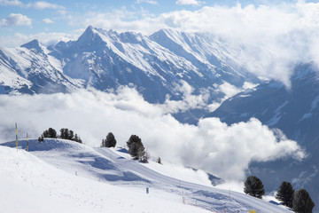 view of Mayrhofen ski resort, Austrian Alps
