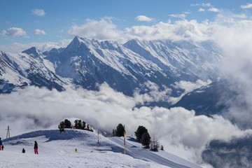 view of Mayrhofen ski resort, Austrian Alps