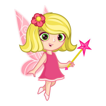 Cute little fairy with big eyes and wings