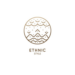 Minimal doodle landscape logo illustration