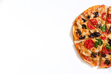 Italian pizza on white background