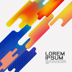 Abstract flat dynamic colorful background design. Movement of simple geometric shapes on white background. Vector illustration