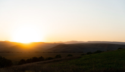 Sunset in the mountains in autumn