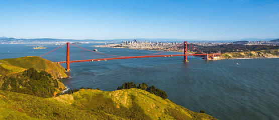 Panorama of San Francisco with the Golden Gate bridge. California, United States
