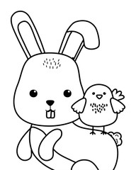 Obraz na płótnie Canvas Isolated rabbit and chicken cartoon vector design
