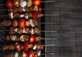 Arabic Barbecue food with fresh tomato sauce and garlic 