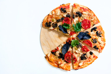 Italian pizza on white background