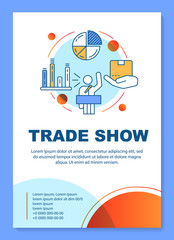 Trade show poster template layout. Sales pitch. Product presentation event. Banner, booklet, leaflet print design with linear icons. Vector brochure page layouts for magazines, advertising flyers