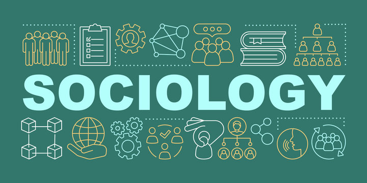 Sociology word concepts banner. Society and community. Presentation, website. Social integration and interpersonal relations. Isolated typography idea with linear icons. Vector outline illustration