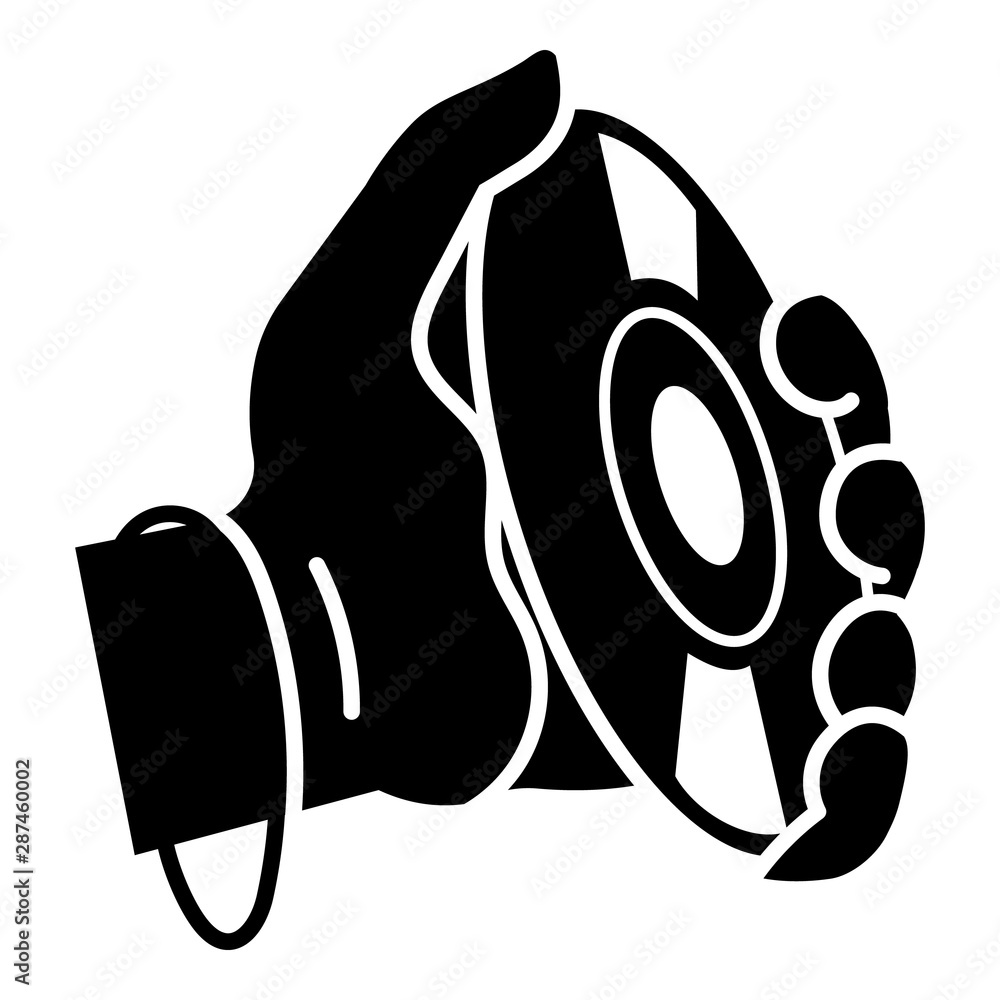 Poster cd in hand icon. simple illustration of cd in hand vector icon for web design isolated on white back