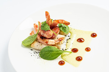 seafood plate on the white background