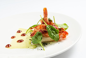 seafood plate on the white background