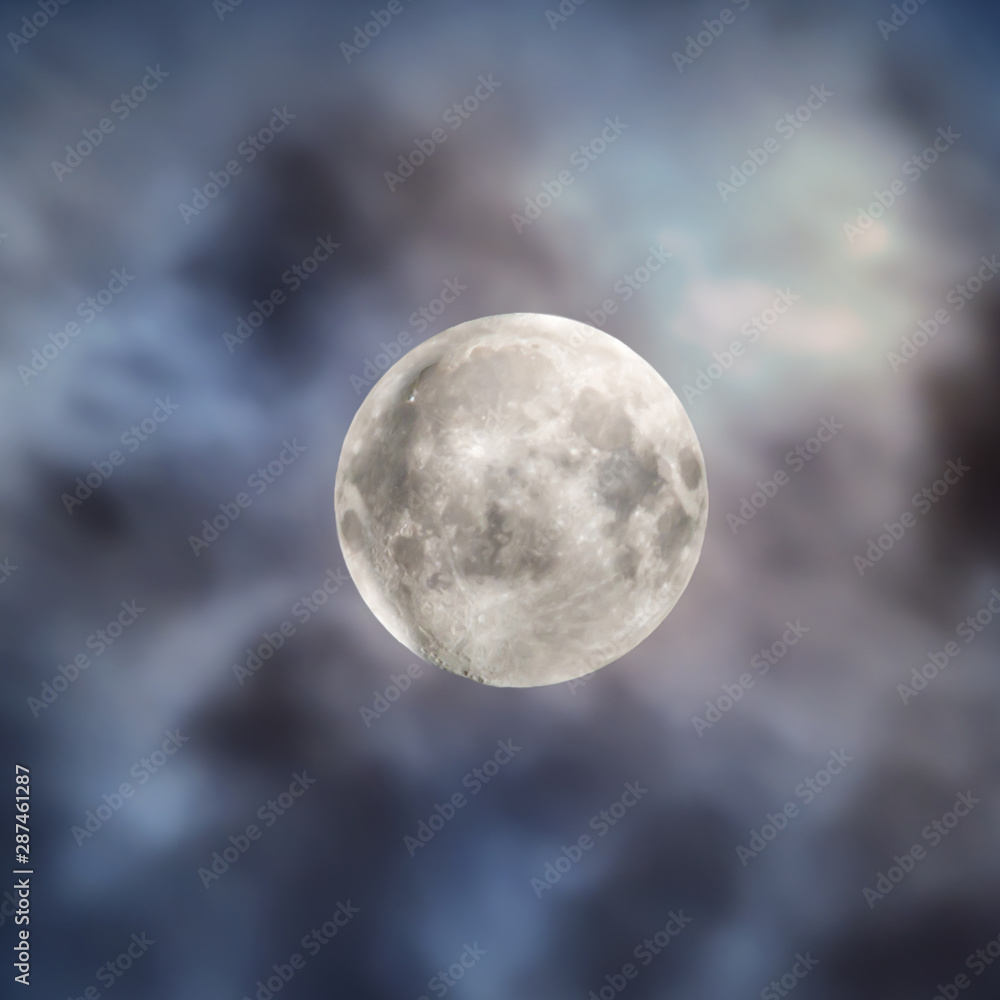 Canvas Prints big full moon on night sky with clouds and space background