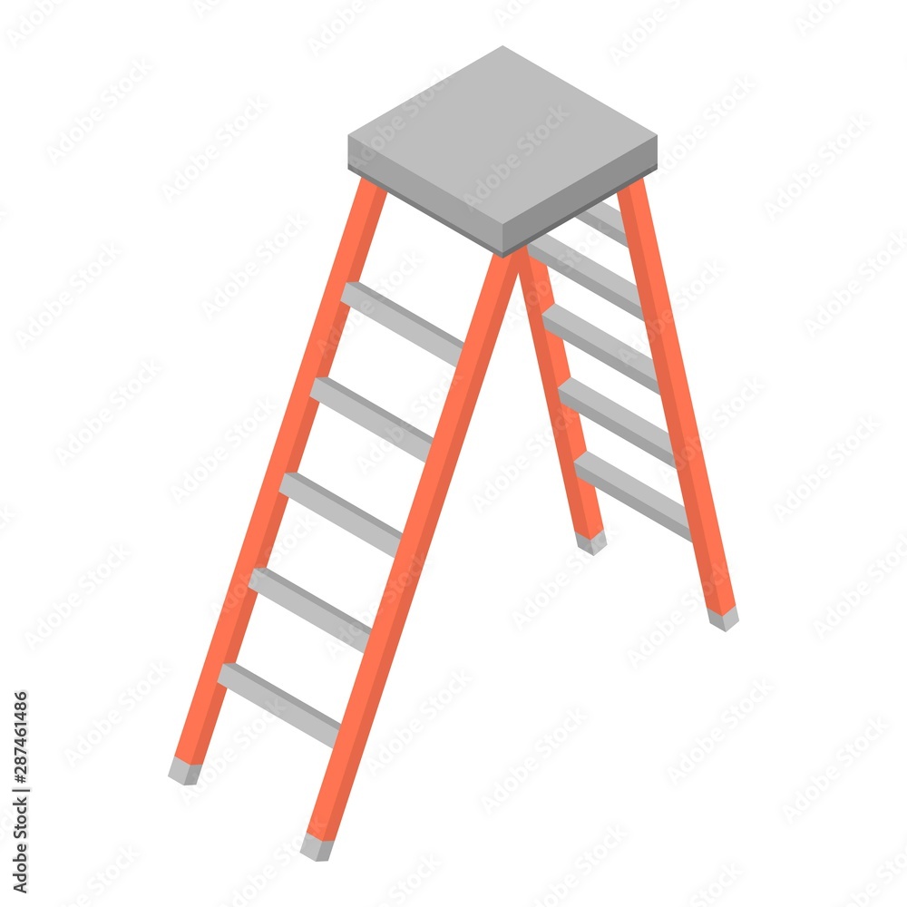 Poster library ladder icon. isometric of library ladder vector icon for web design isolated on white backgr