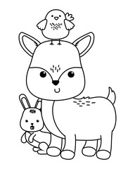 Reindeer chicken and rabbit cartoon design