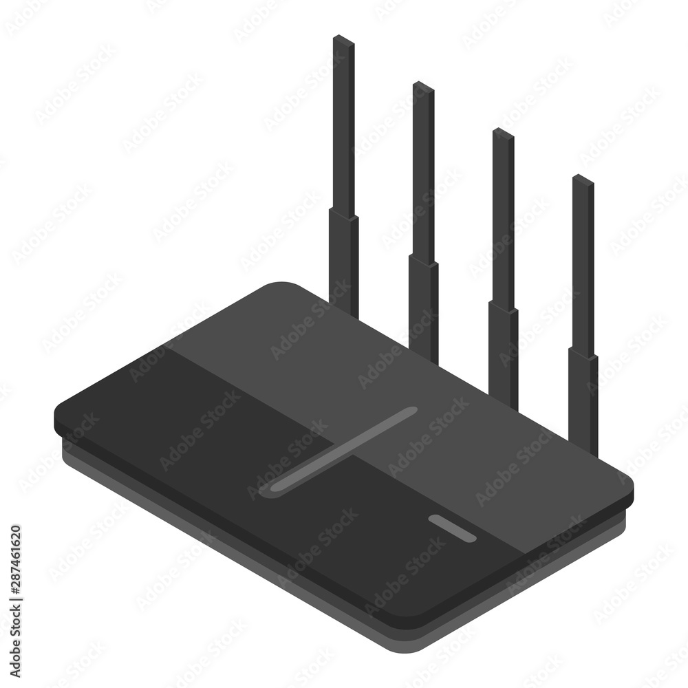 Poster modem router icon. isometric of modem router vector icon for web design isolated on white background
