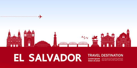 El Salvador travel destination grand vector illustration.