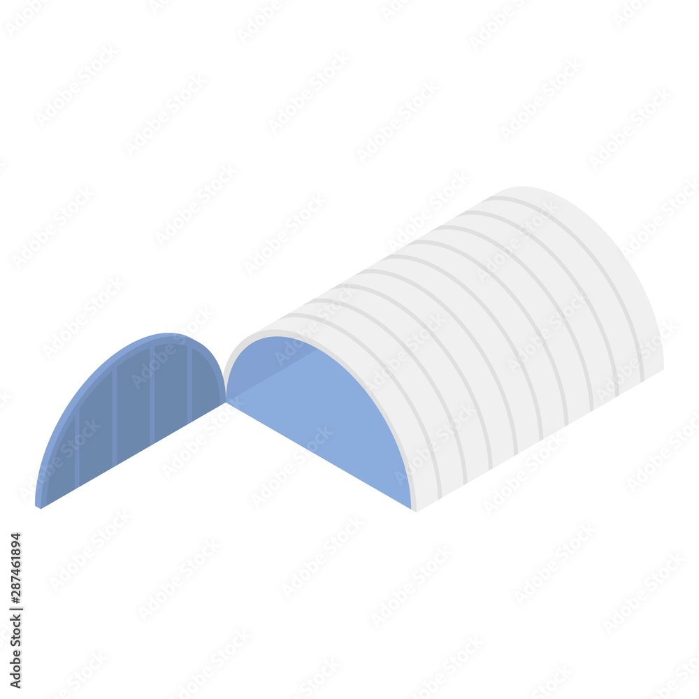 Poster Open hangar icon. Isometric of open hangar vector icon for web design isolated on white background
