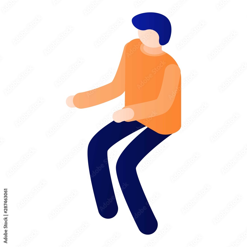 Aufkleber man want to sit down icon. isometric of man want to sit down vector icon for web design isolated on 