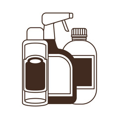 silhouette of pet grooming containers on white background