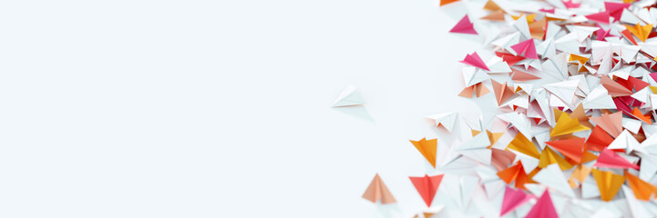Infinite paper planes, 3d rendering illustration