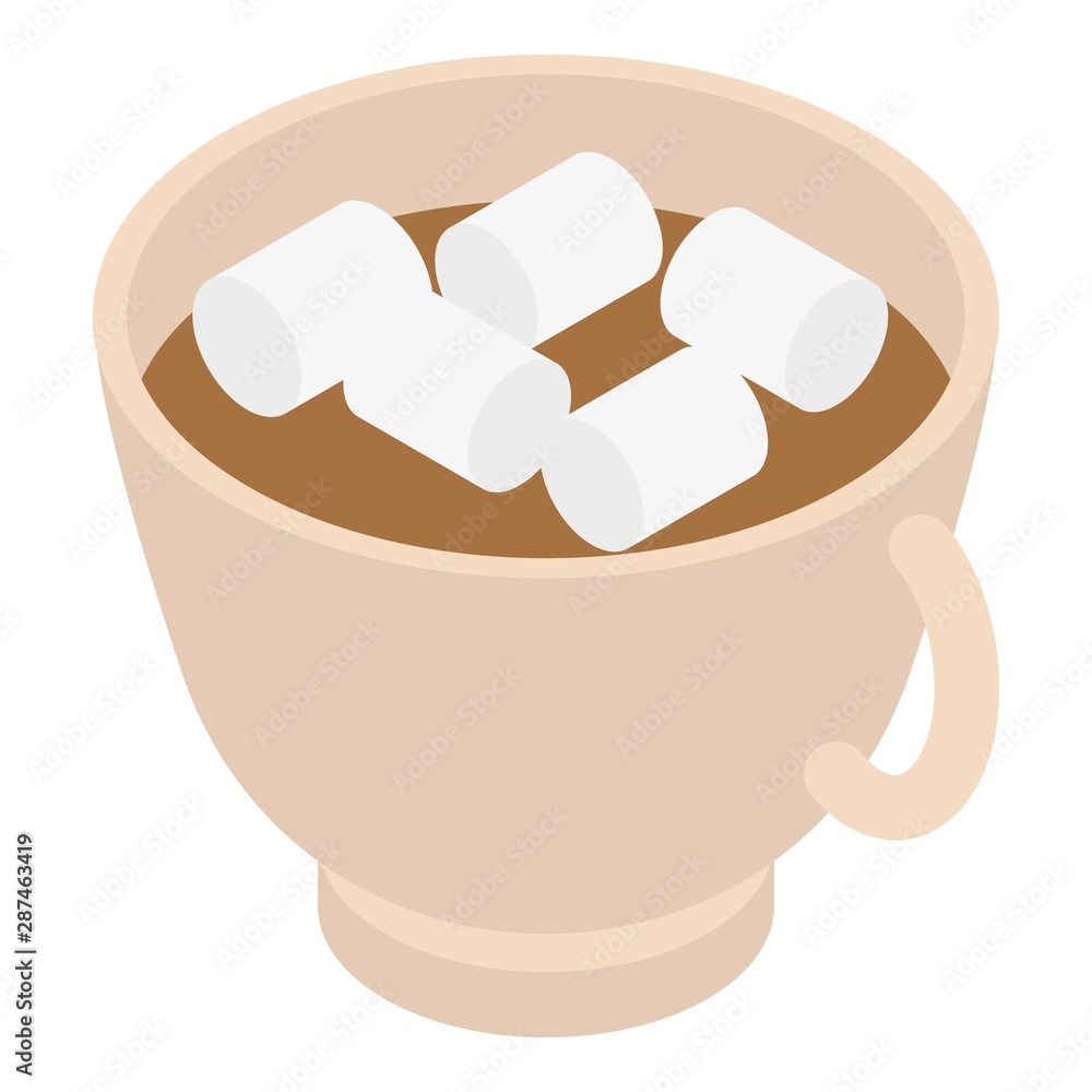 Poster cup cocoa marshmallow icon. isometric of cup cocoa marshmallow vector icon for web design isolated o