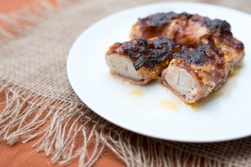 Chicken bacon dish with ranch and bbq fast family dinner