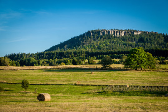 Serene landscape of table mountains, G&oacute;ry Stołowe, Poland, Europe